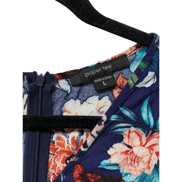 4/$20 Paper Tee Romper Womens L Faux Wrap Floral Coquette Cottagecore Spring - Picture 3 of 8